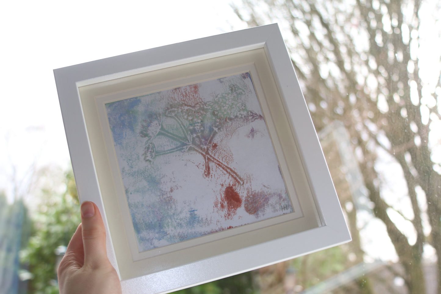 05 Original Green-Red Floral Art Piece Unframed Mounted
