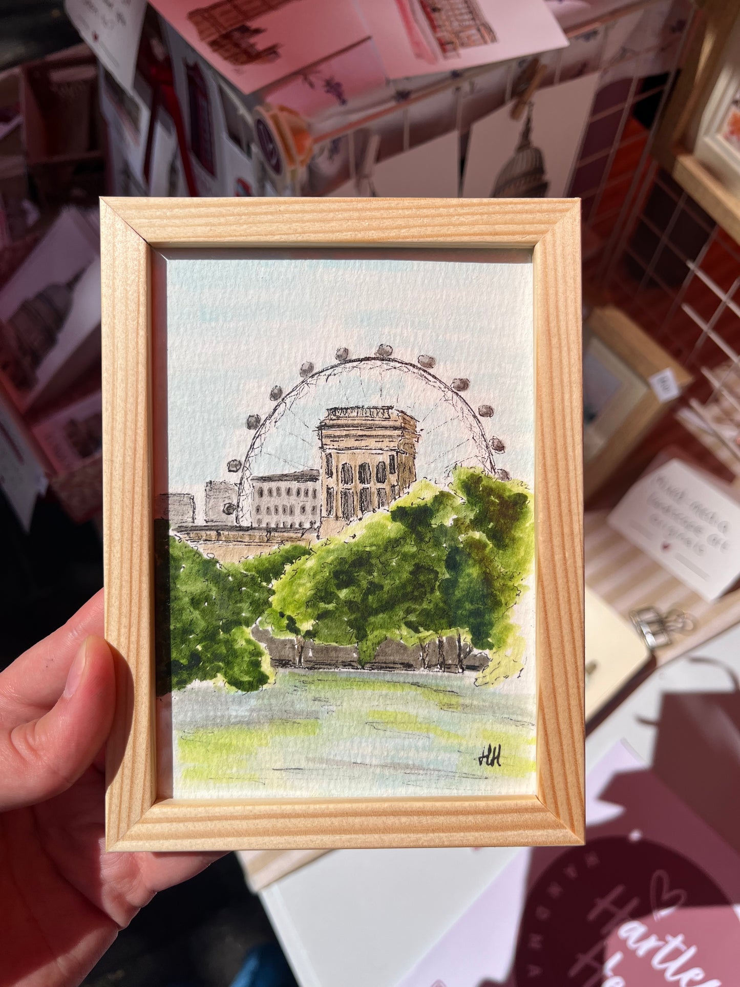 London Original Framed Artwork - London Eye